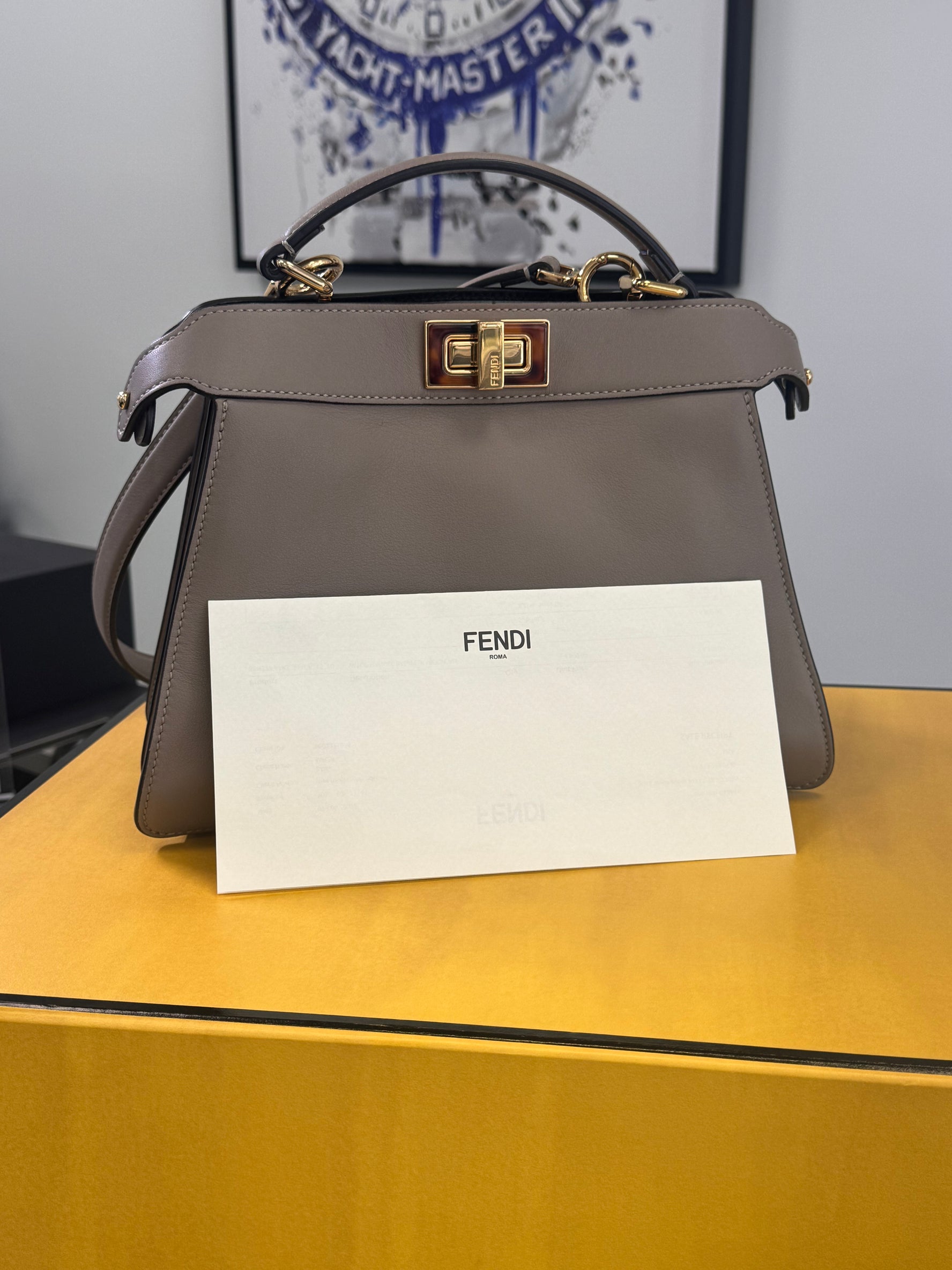 Pre-Own FENDI Peek-A-Boo Calf Skin Handbag Full Set Mint Condition