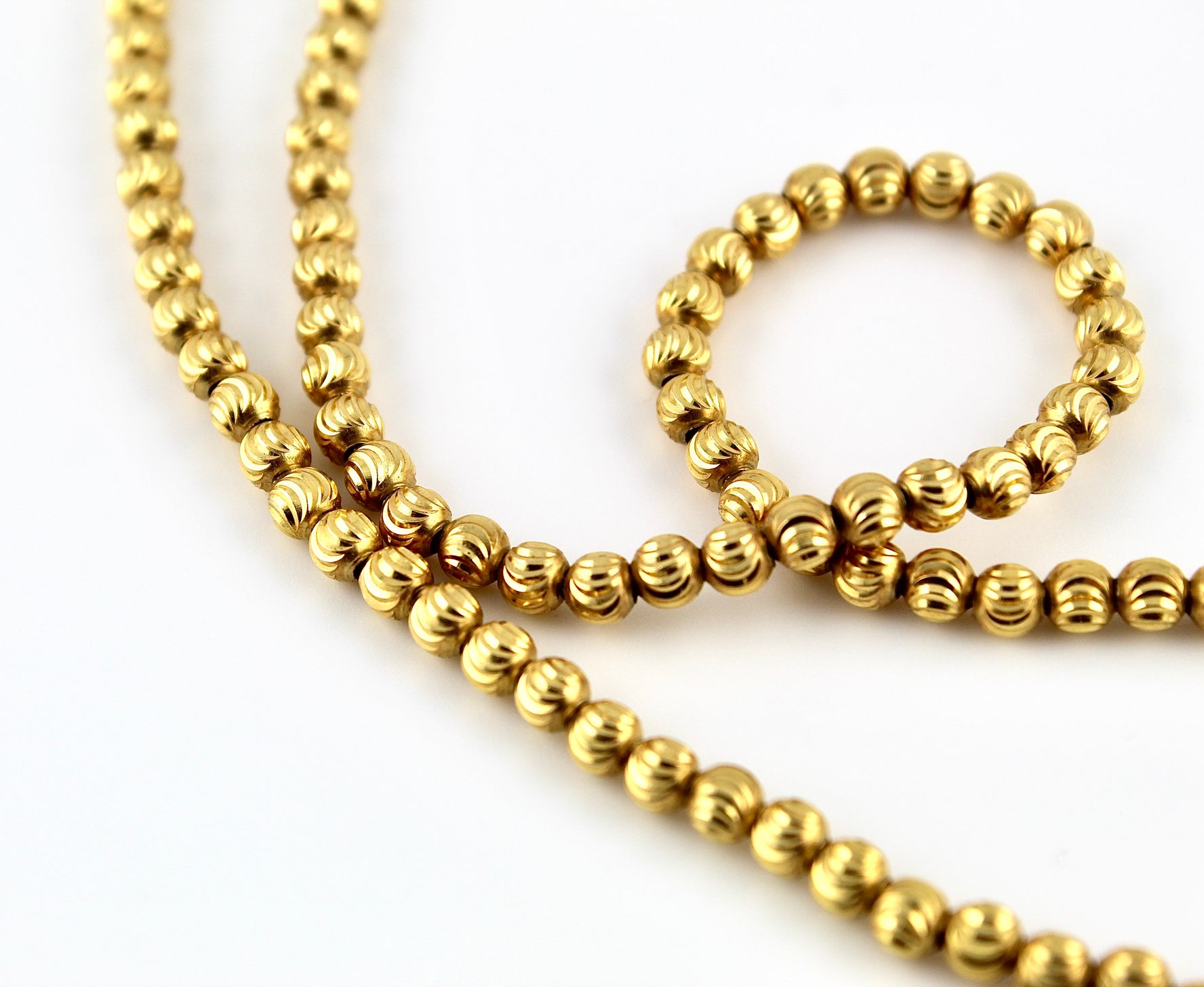 10k Gold Textured Bead Necklace