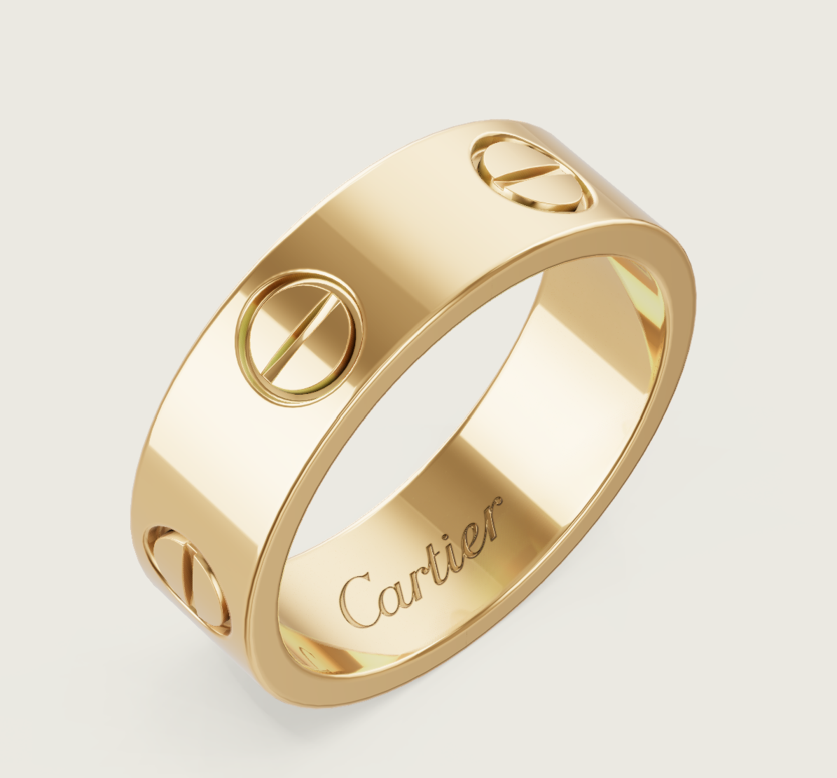 Pre-Own Cartier Love Ring 18K Yellow Gold Size 57  Full Set Mint Condition